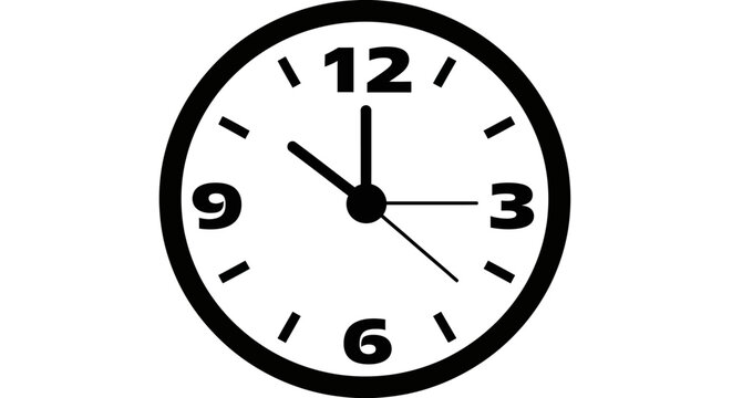 Analog clock face with black hands.