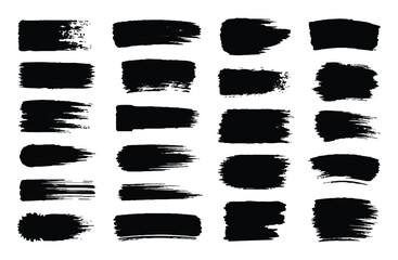 Set of paint brush stroke, ink splatter and artistic design elements. Ink splashes. Rough smears and stains. High quality manually traced. Drops blots isolated. Vector isolated elements set.