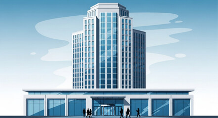 Modern High-Rise Office Building with Glass Facade. © Cokro