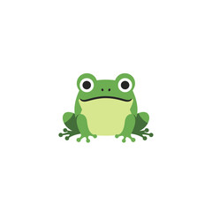 Fototapeta premium A cute, cartoon-style illustration of a green frog with big eyes.
