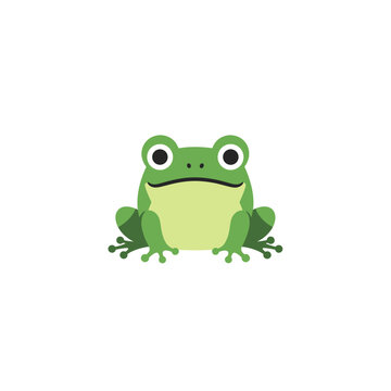 A cute, cartoon-style illustration of a green frog with big eyes.