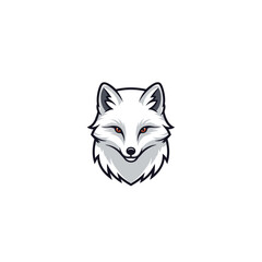 Fototapeta premium A stylized illustration of an arctic fox's head with piercing red eyes.