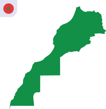 Morocco Map Vector Illustration with Clean Green Country Silhouette Shape Isolated on Transparent Background, Hand Made Geography Design of Moroccan Territory in North Africa, AI EPS10 JPG PNG