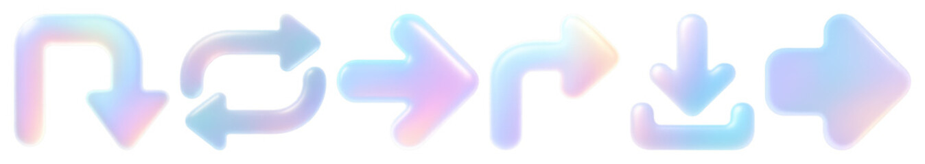 PNG Holographic gradient arrow icons on transparent background