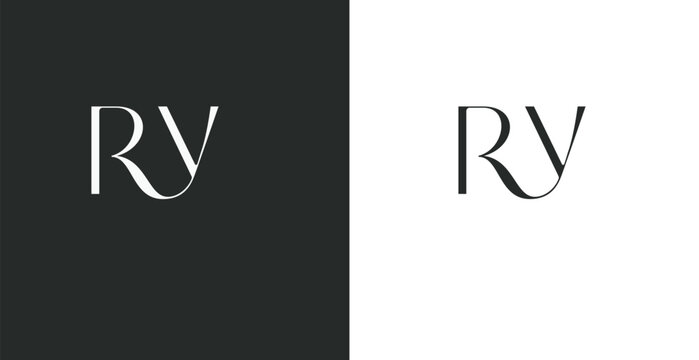 Elegant RY letter monogram logo vector in refined serif style for l...
