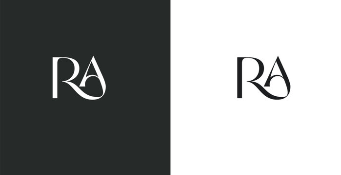 Elegant RA letter monogram logo vector with refined serif lettering...