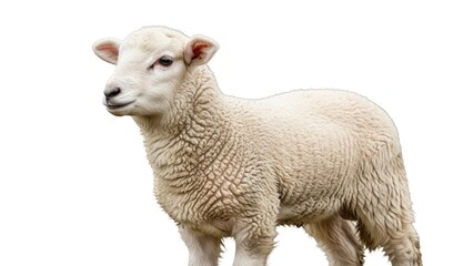Fototapeta premium Young lamb isolated on white background for design and advertising