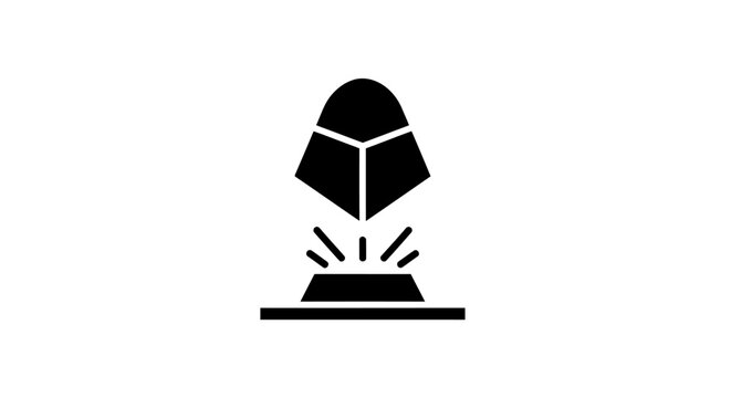 Black and white rocket launch icon.