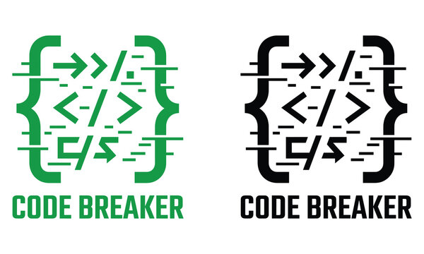 Code breaker symbols for coding and hacking concepts
