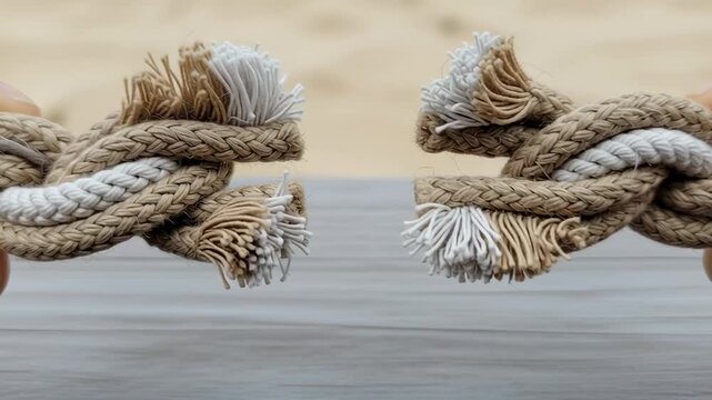 Close-up of frayed rope ends.