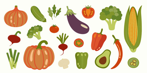 Fototapeta premium A colorful collection of fresh vegetables arranged on a light background