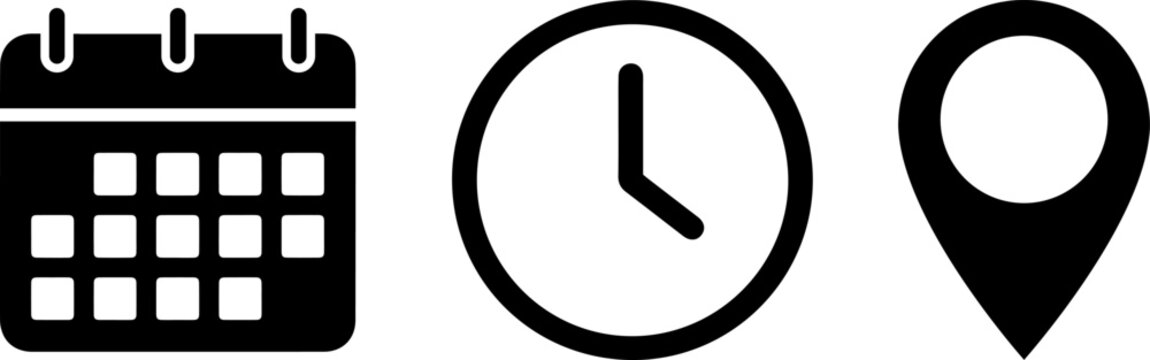 Modern icons for time, date, and location planning