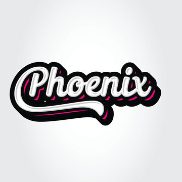Phoenix Hand Lettering Typography Vector Template