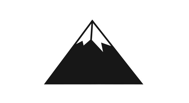 Black mountain peak silhouette icon.