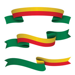 Obraz premium BENIN Ribbon Flag Set, BENIN National Flag Banner Collection with Wavy Ribbon Design