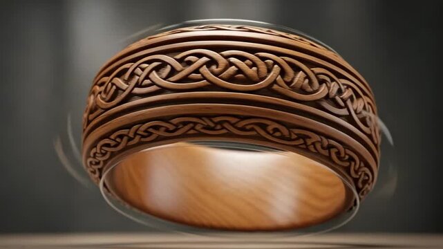 Celtic knotwork copper metal ring.