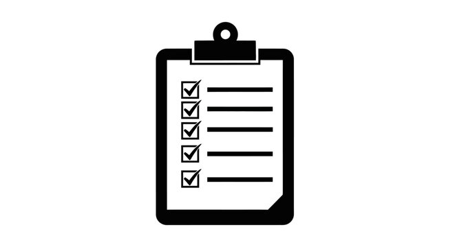 Clipboard with checkboxes and lines.