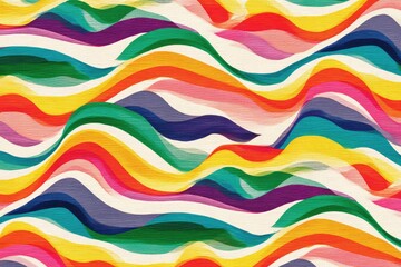 Obraz premium Abstract, vibrant, wavy, rainbow-colored, layered pattern against a light background