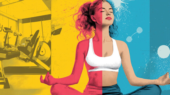 Wellbeing marketing illustration showing balanced lifestyle