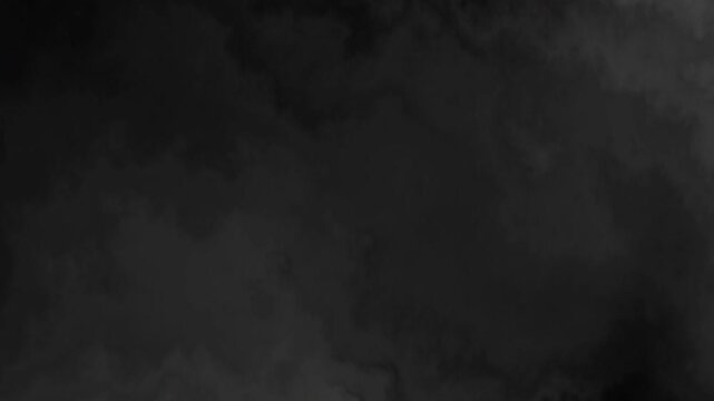 Dark Deep Space Cloud Texture with Slowly Moving Smoke. Thick smoky formations slowly shift and evolve, resembling cosmic dust, nebula fog, or heavy atmospheric clouds moving through space.