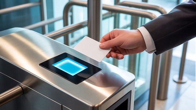 Contactless access payment or entry using smart card over automated turnstile gate scanner