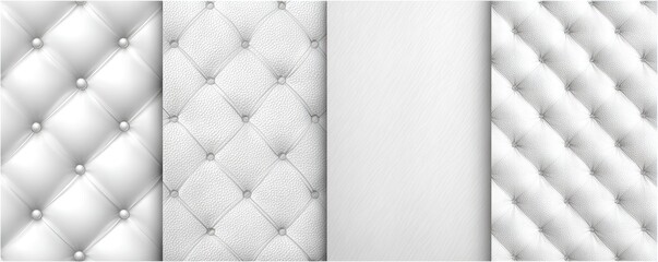 Fototapeta premium Series of white quilted textures with button detailing and a smooth panel in a design
