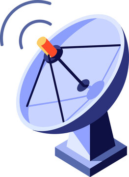 Isometric Satellite Dish Communication Antenna Signal Technology