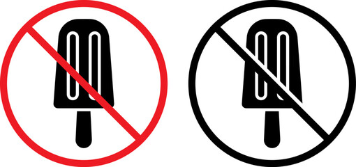 No ice cream signs in red and black circles