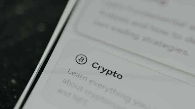 Promotional material about Crypto displayed on the screen