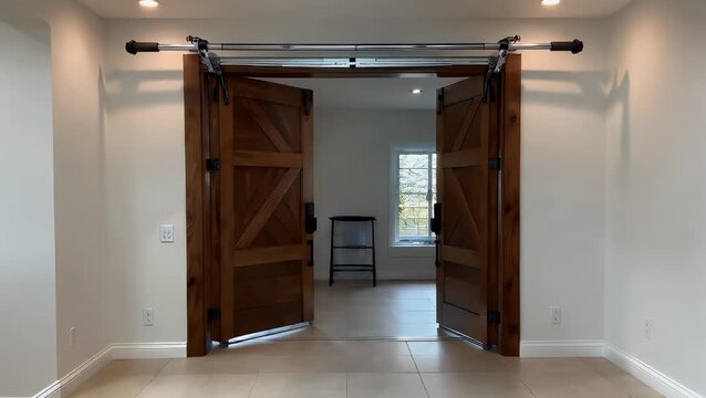An overhead mounted track and hardware mechanism designed for supporting and operating sizable folding door sections