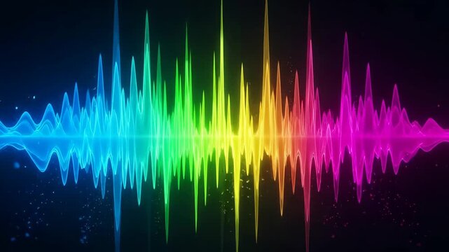 Colorful sound wave on black background.