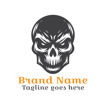 Angry Skull logo. Fully Vector EPS file. CMYK color mode. Editable color. Easy to download.