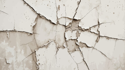 Fototapeta premium Cracked peeling white wall texture background broken plaster damaged surface broken surface