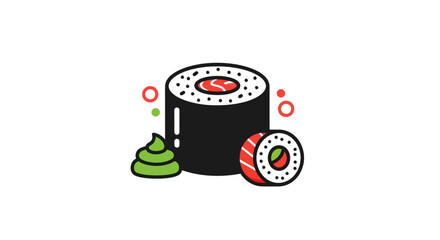 Sushi roll illustration on white background © Nataliaa
