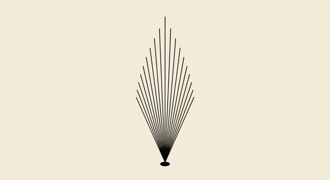 Abstract Art Deco Geometric Fountain Design with Starburst Effect on Cream Background