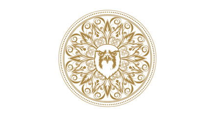 Obraz premium Golden Eagle Emblem with Intricate Floral Mandala Design
