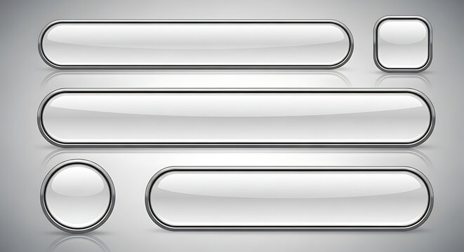 Modern silver buttons set with various shapes and reflections