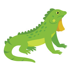 Obraz premium Green Iguana in flat style. Clipart green reptile on white background
