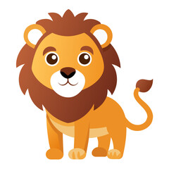 Fototapeta premium Cute Lion Cartoon Vector Illustration – Funny Wild Animal Character for Kids Design