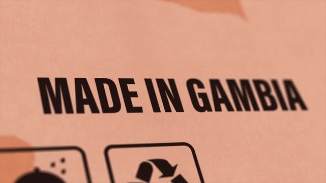 Made in ZAMBIA Label on Cardboard Box, Animated ZAMBIA Manufacturing Export Concept