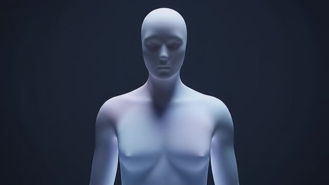Futuristic Humanoid Display with Subtle Lighting Effects on Dark Background Representing Technology And Future Evolution Concepts