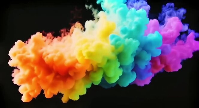 Smoke explosion dissolving gracefully on deep black background.4k video.
