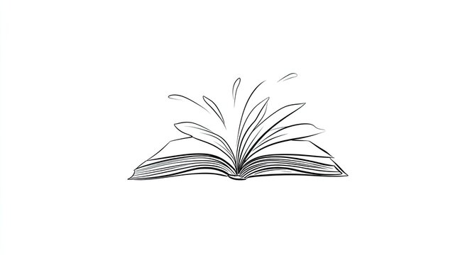 Open book with pages fluttering upward, suggesting knowledge or imagination