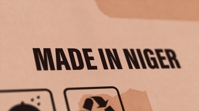 Made in NIGER Label on Cardboard Box, Animated NIGER Manufacturing Export Concept