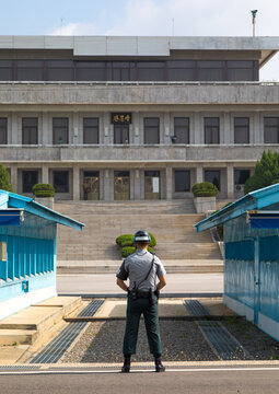 South Korean soldiers in the joint security area on the border between the two Koreas, North Hwanghae Province, Panmunjom, South Korea
