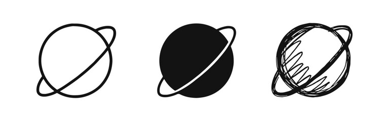 Planet icon set with ring for space, astronomy, and global themes. © ICONS FOR YOU