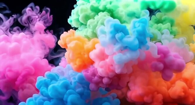 Smoke explosion dissolving gracefully on deep black background.4k video.
