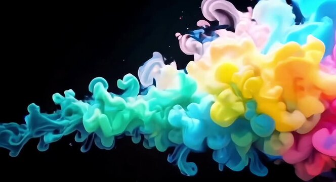 Smoke explosion dissolving gracefully on deep black background.4k video.
