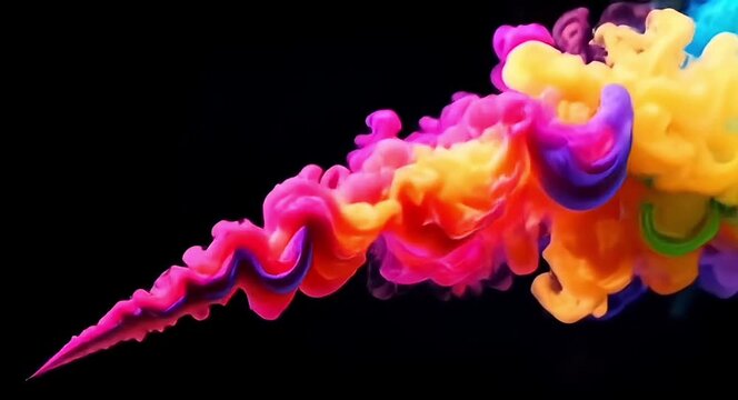 Smoke explosion dissolving gracefully on deep black background.4k video.
