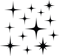 Obraz premium Black star shapes in various sizes on white background with bold graphic style for design elements